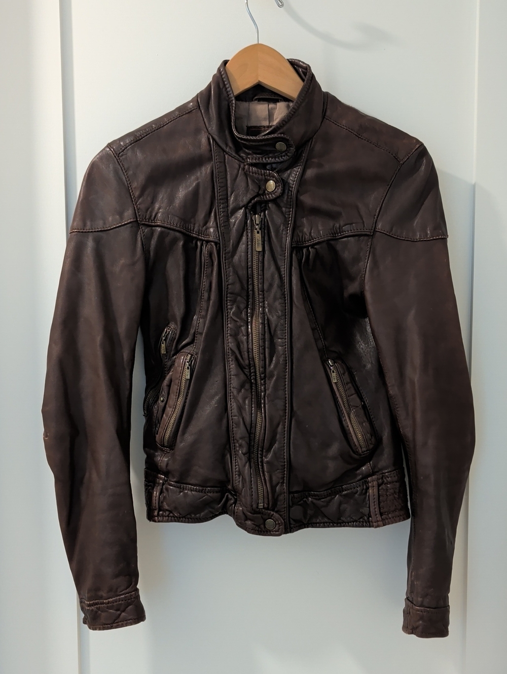 Cole Haan Dark Brown Leather Moto Jacket